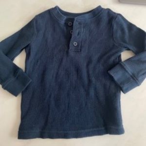 Navy Henley Button Long Sleeve- Toddler